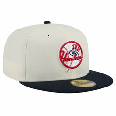 New York Yankees New Era Top Hat Chrome 59FIFTY Fitted Hat - Cream Hats
