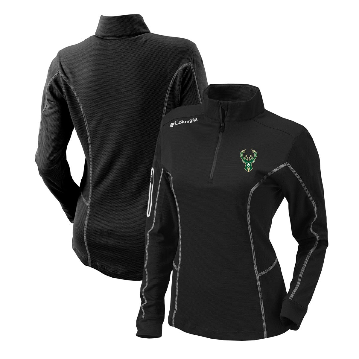 Milwaukee Bucks Women's Omni-Wick Shotgun Quarter-Zip Pullover Top Black