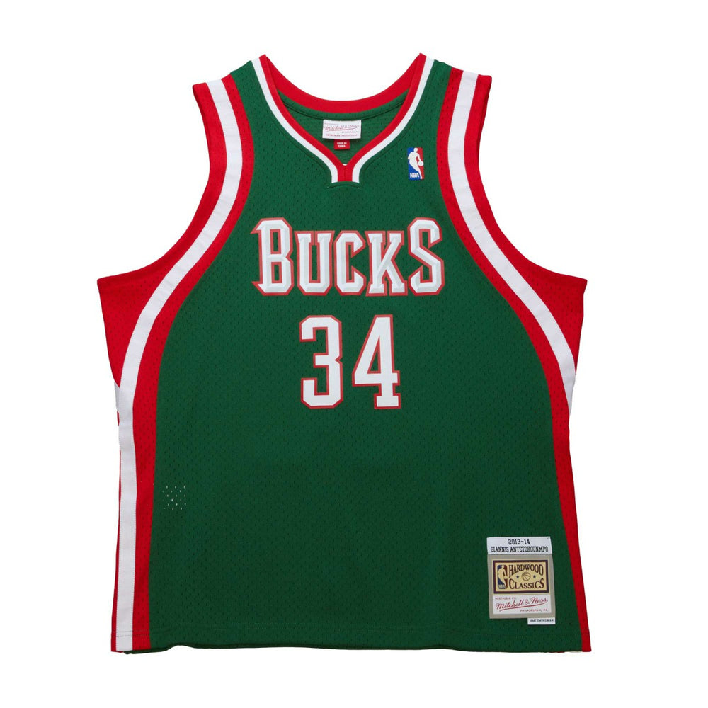 Giannis Antetokounmpo Milwaukee Bucks 2013/14 Hardwood Classics Swingman Jersey Hunter Green