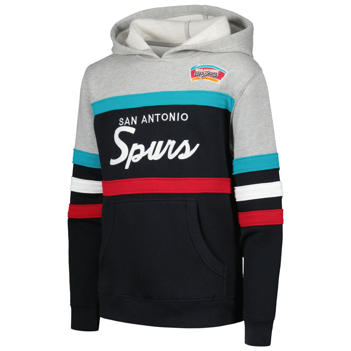 San Antonio Spurs Youth Hardwood Classics Head Coach Pullover Hoodie Black/Heather Gray