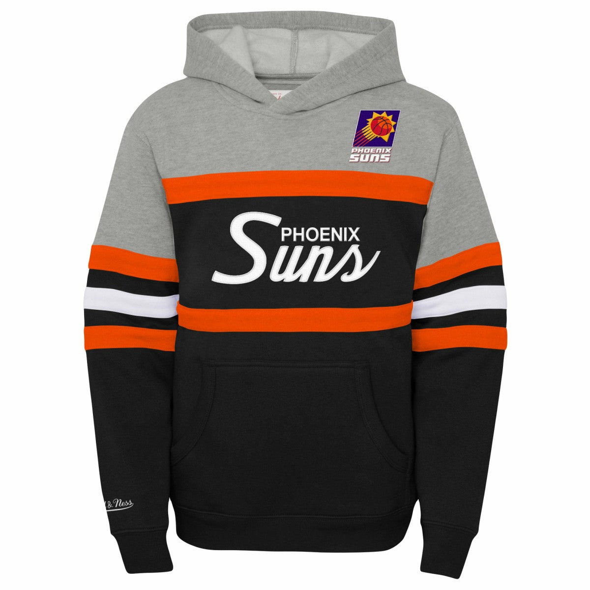 Phoenix Suns Youth Hardwood Classics Head Coach Pullover Hoodie Black/Heather Gray