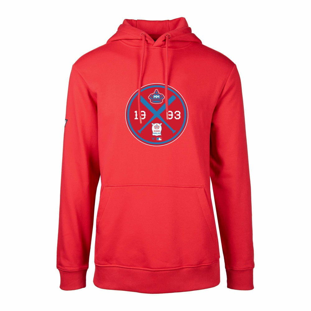 Miami Marlins Levelwear City Connect Podium Strike Pullover Hoodie - Red Hoodies