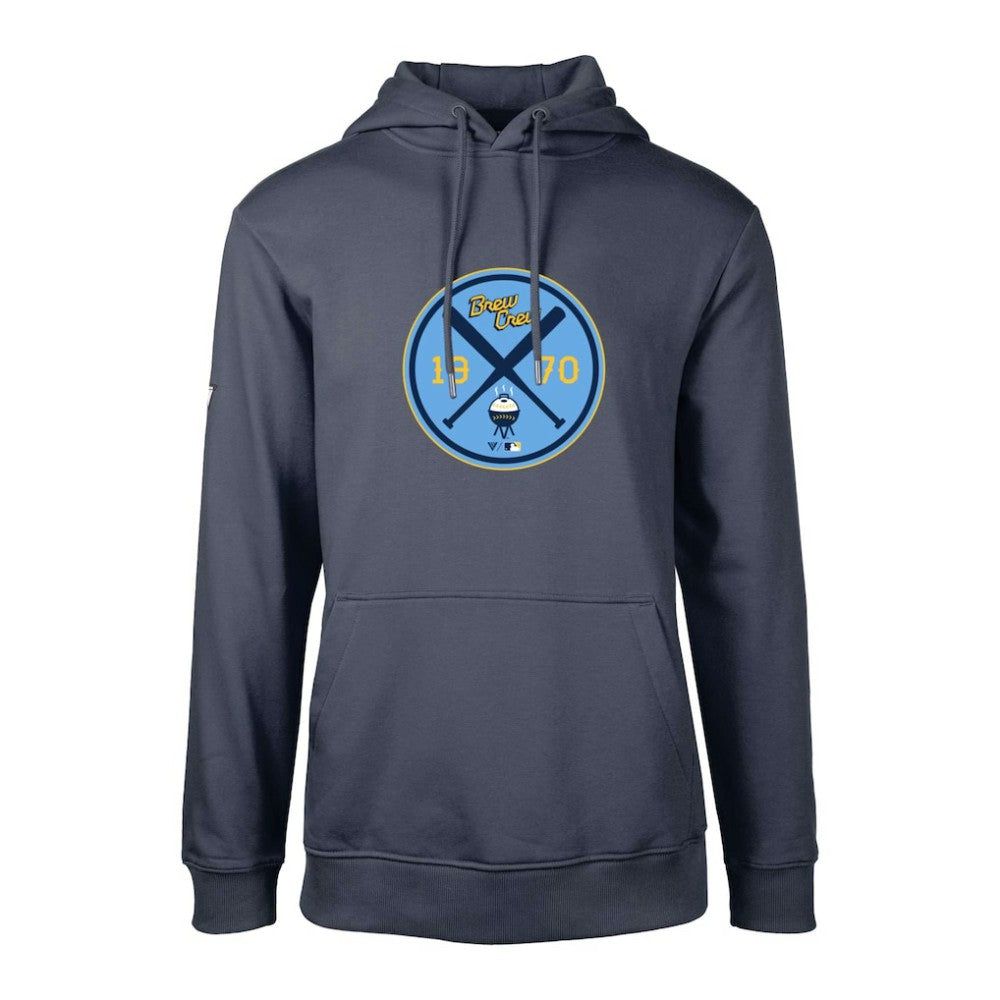 Milwaukee Brewers Levelwear City Connect Podium Strike Pullover Hoodie - Navy Hoodies