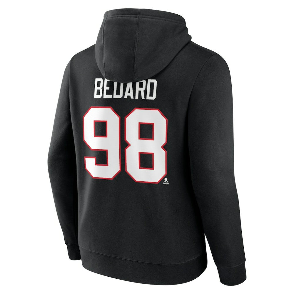 NHL Connor Bedard Chicago Blackhawks Fanatics Authentic Stack Name & Number Tri-Blend Pullover Hoodie - Black