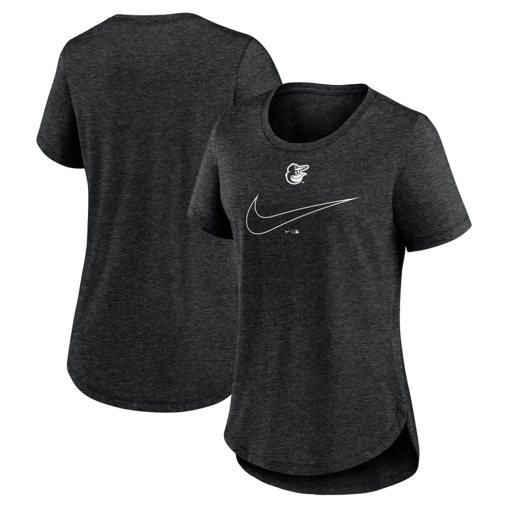 Baltimore Orioles Nike Women's Big Swoosh Tri-Blend Scoop Neck T-Shirt - Charcoal T-shirts