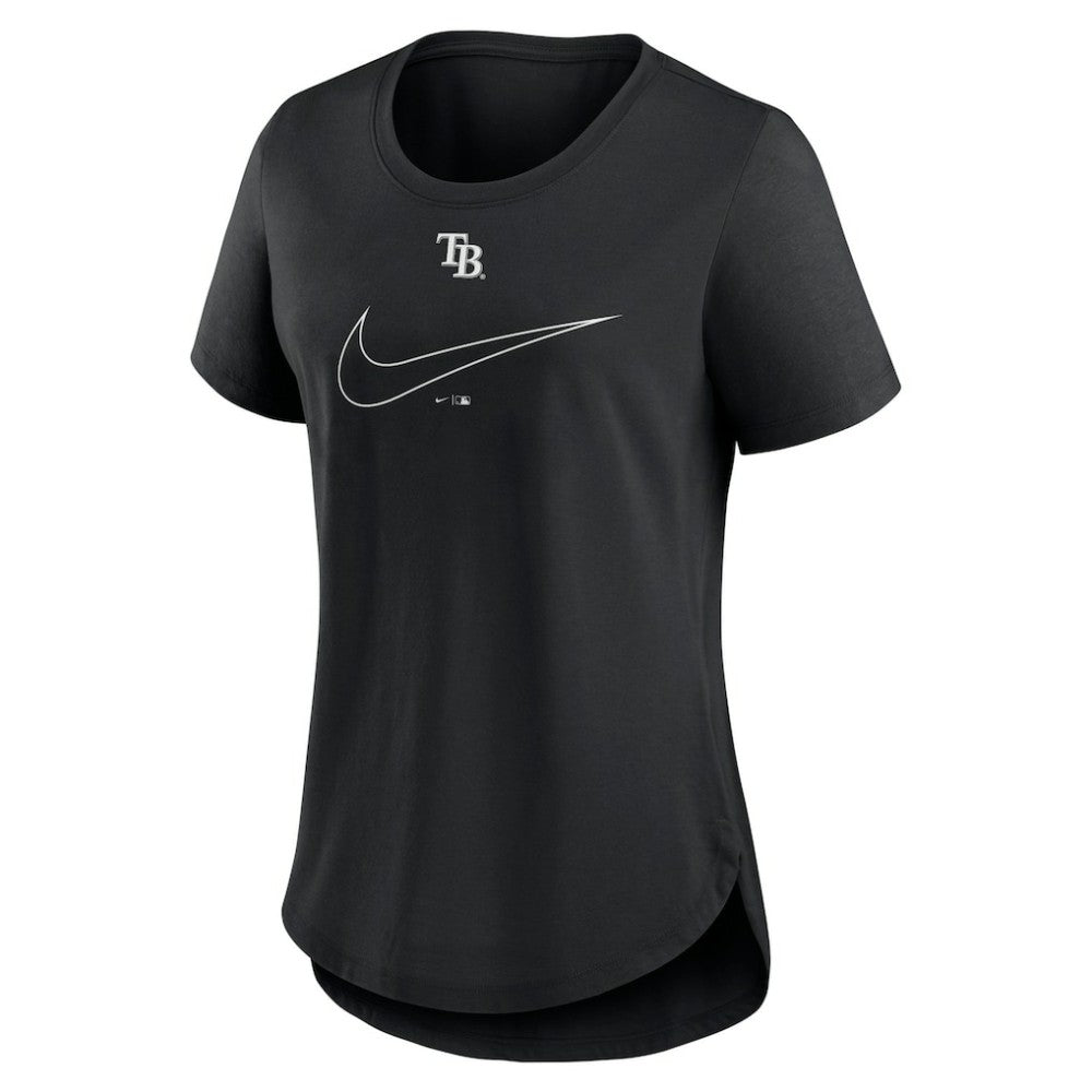 Tampa Bay Rays Nike Women's Big Swoosh Tri-Blend Scoop Neck T-Shirt - Black T-shirts