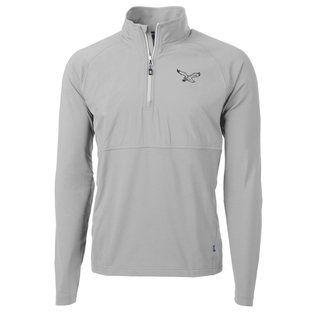 Philadelphia Eagles Cutter & Buck Adapt Eco Knit Hybrid Recycled Quarter-Zip Pullover Jacket Silver