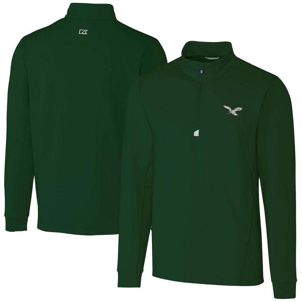 Philadelphia Eagles Cutter & Buck Traverse Stretch Quarter-Zip Pullover Hunter Green