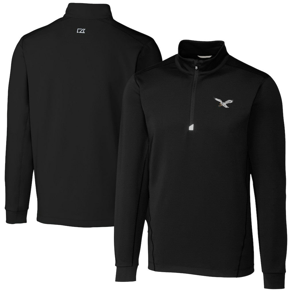 Philadelphia Eagles Cutter & Buck Traverse Stretch Quarter-Zip Pullover Black