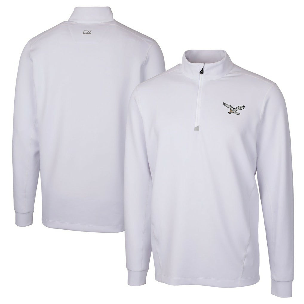 Philadelphia Eagles Cutter & Buck Traverse Stretch Quarter-Zip Pullover White