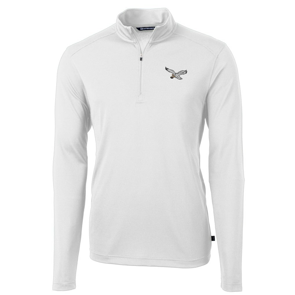 Philadelphia Eagles Cutter & Buck Virtue Eco Pique Recycled Quarter-Zip Pullover White
