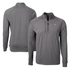 Philadelphia Eagles Cutter & Buck Adapt Eco Knit Heathered Recycled Quarter-Zip Pullover Heather Black