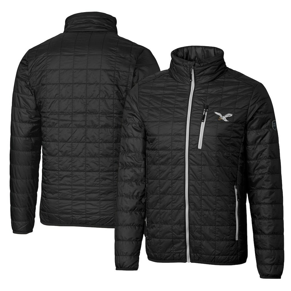 Philadelphia Eagles Cutter & Buck Rainier PrimaLoft Eco Insulated Full-Zip Puffer Jacket Black