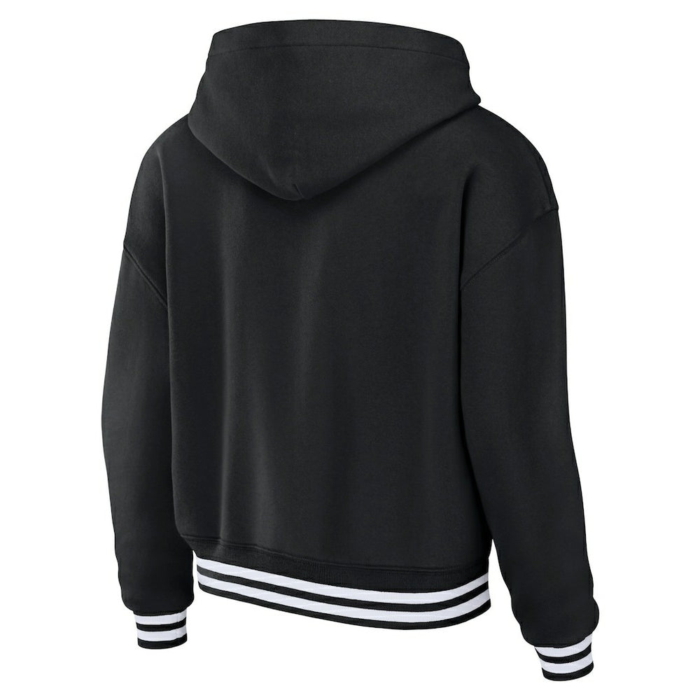 Las Vegas Raiders WEAR by Erin Andrews Women's Lace-Up Pullover Hoodie Black