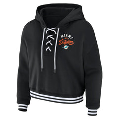Miami Dolphins WEAR by Erin Andrews Women's Lace-Up Pullover Hoodie Black