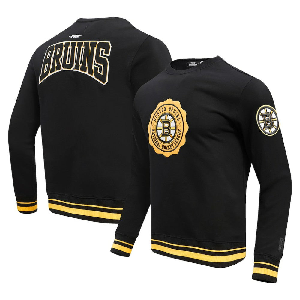 NHL Boston Bruins Pro Standard Crest Emblem Pullover Sweatshirt - Black