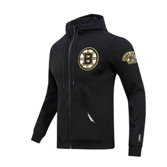 NHL Boston Bruins Pro Standard Classic Chenille Full-Zip Hoodie Jacket - Black
