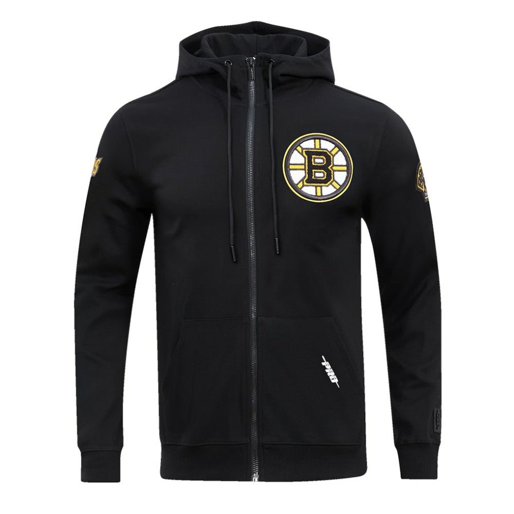 NHL Boston Bruins Pro Standard Classic Chenille Full-Zip Hoodie Jacket - Black