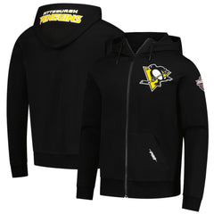 NHL Pittsburgh Penguins Pro Standard Classic Chenille Full-Zip Hoodie Jacket - Black