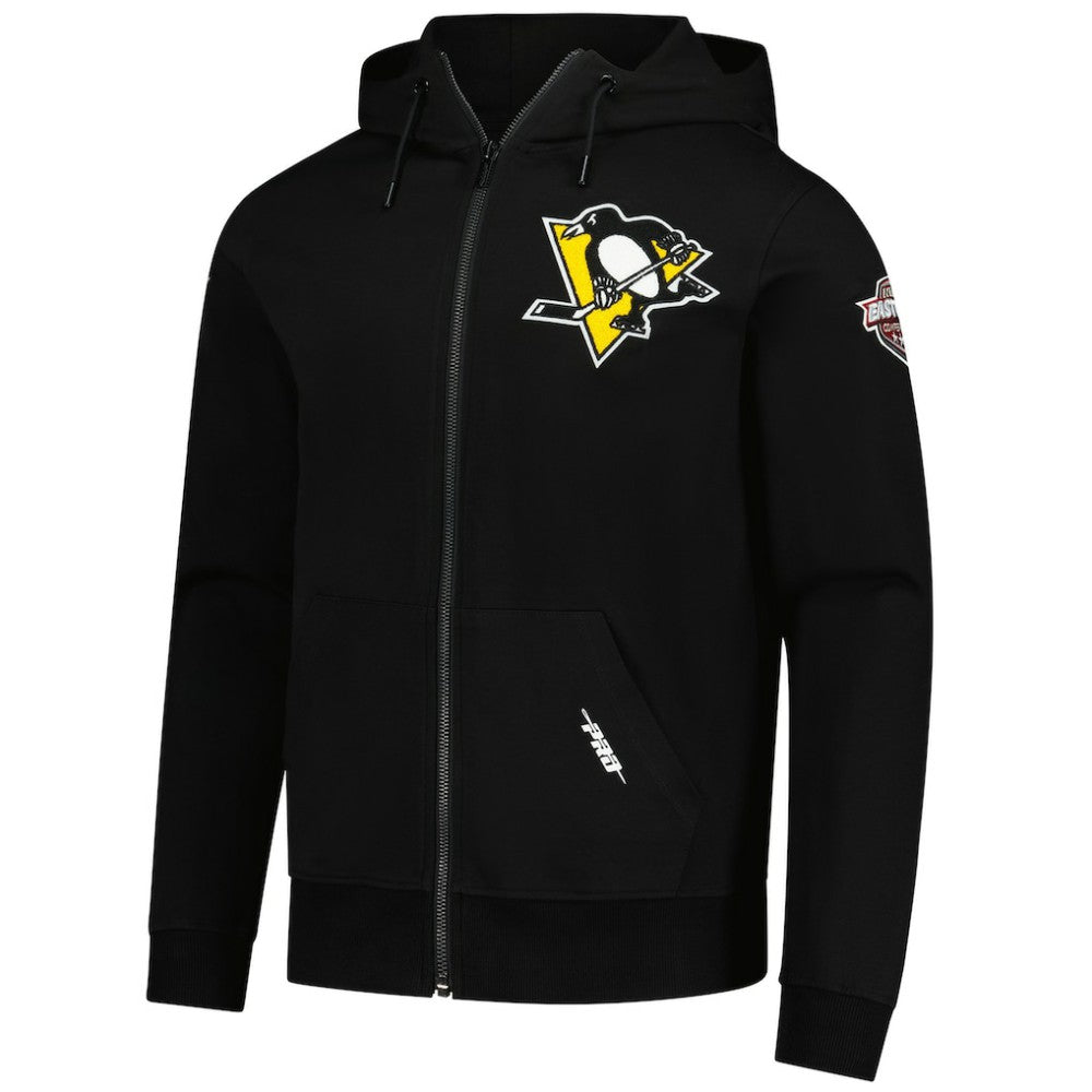 NHL Pittsburgh Penguins Pro Standard Classic Chenille Full-Zip Hoodie Jacket - Black