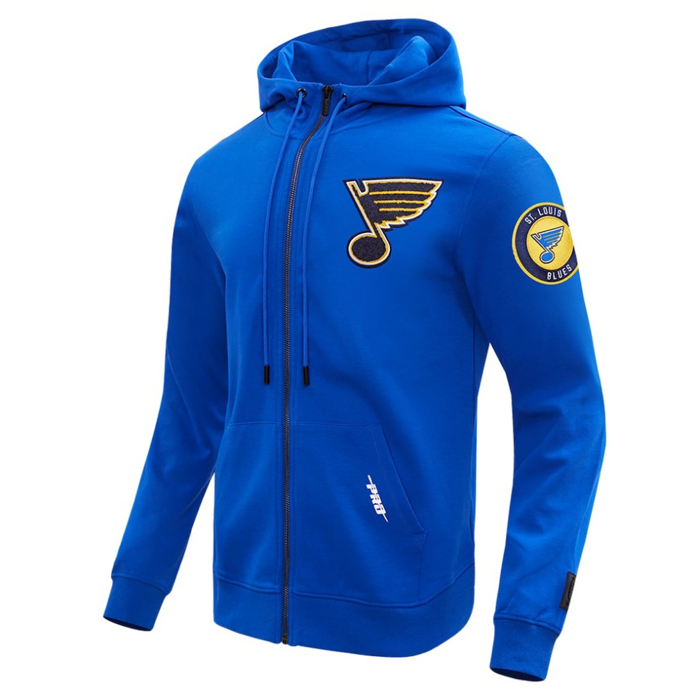 NHL St. Louis Blues Pro Standard Classic Chenille Full-Zip Hoodie Jacket - Blue