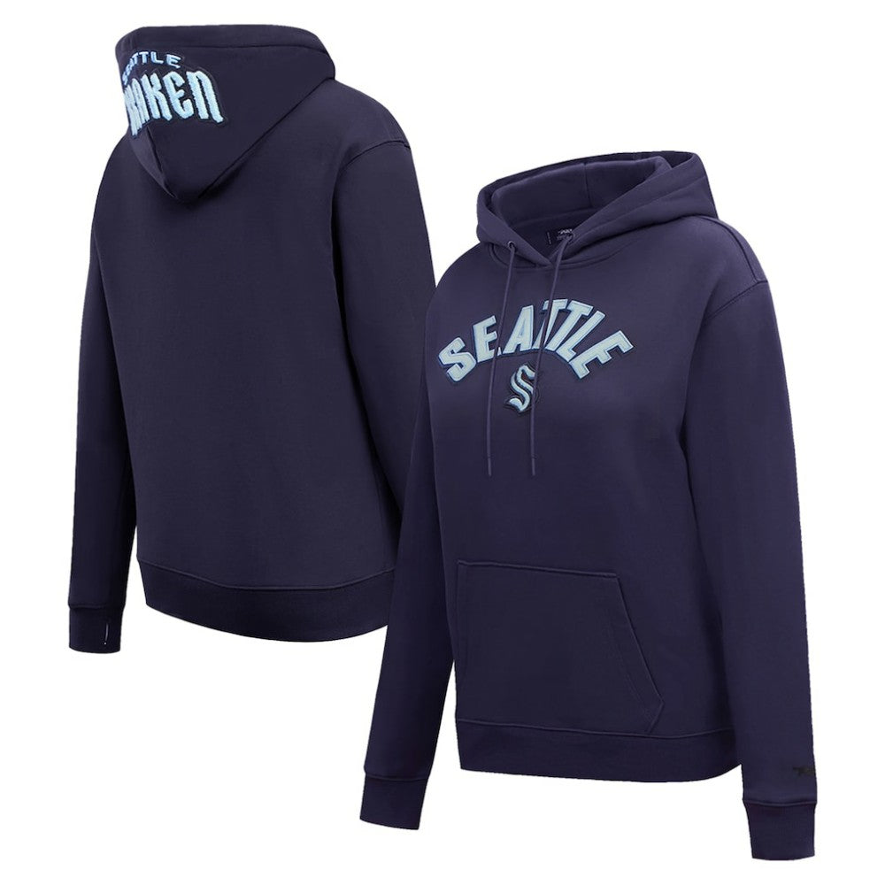 NHL Seattle Kraken Pro Standard Women's Classic Chenille Pullover Hoodie - Navy