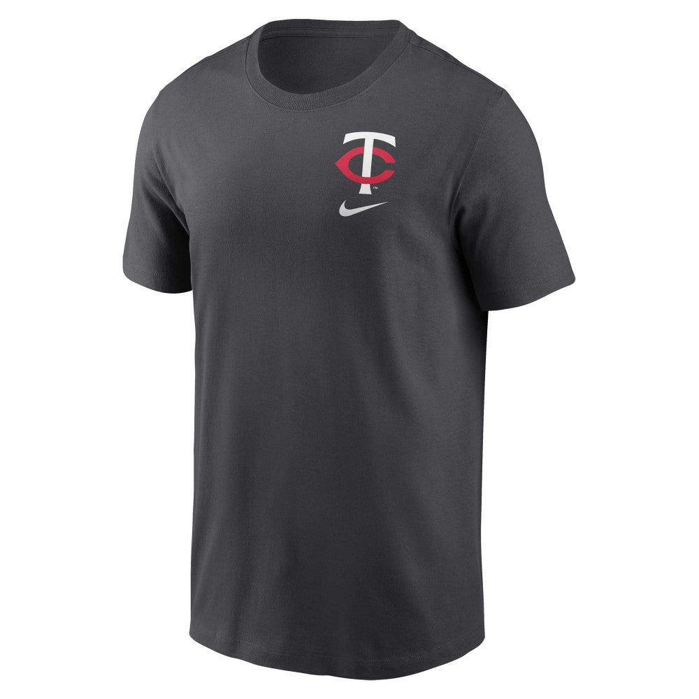 Minnesota Twins Nike Logo Sketch Bar T-Shirt - Charcoal T-shirts