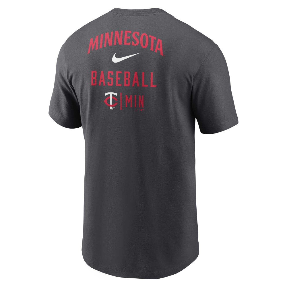 Minnesota Twins Nike Logo Sketch Bar T-Shirt - Charcoal T-shirts