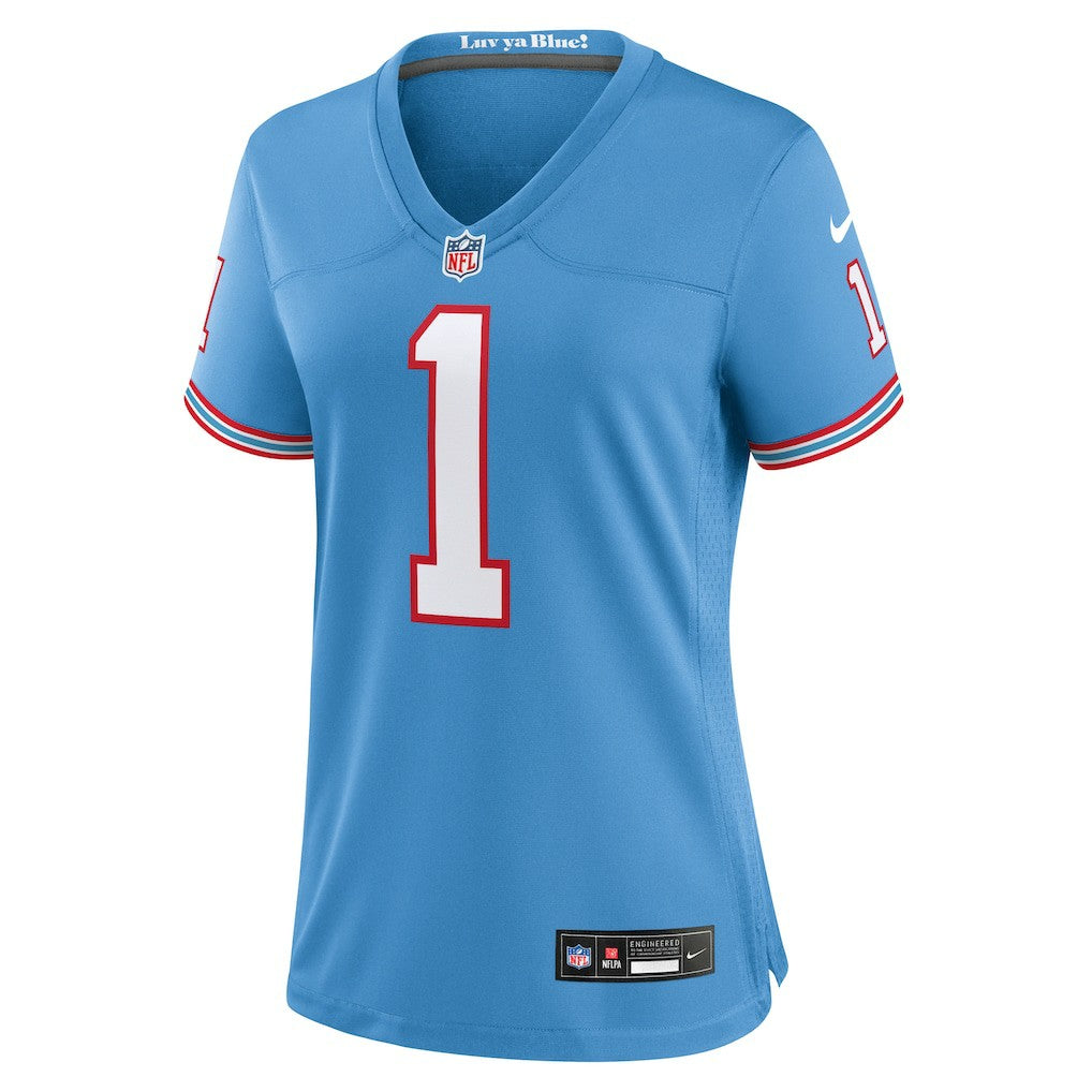 Warren Moon Tennessee Titans Women's Oilers Throwback Retired Player Game Jersey Light Blue