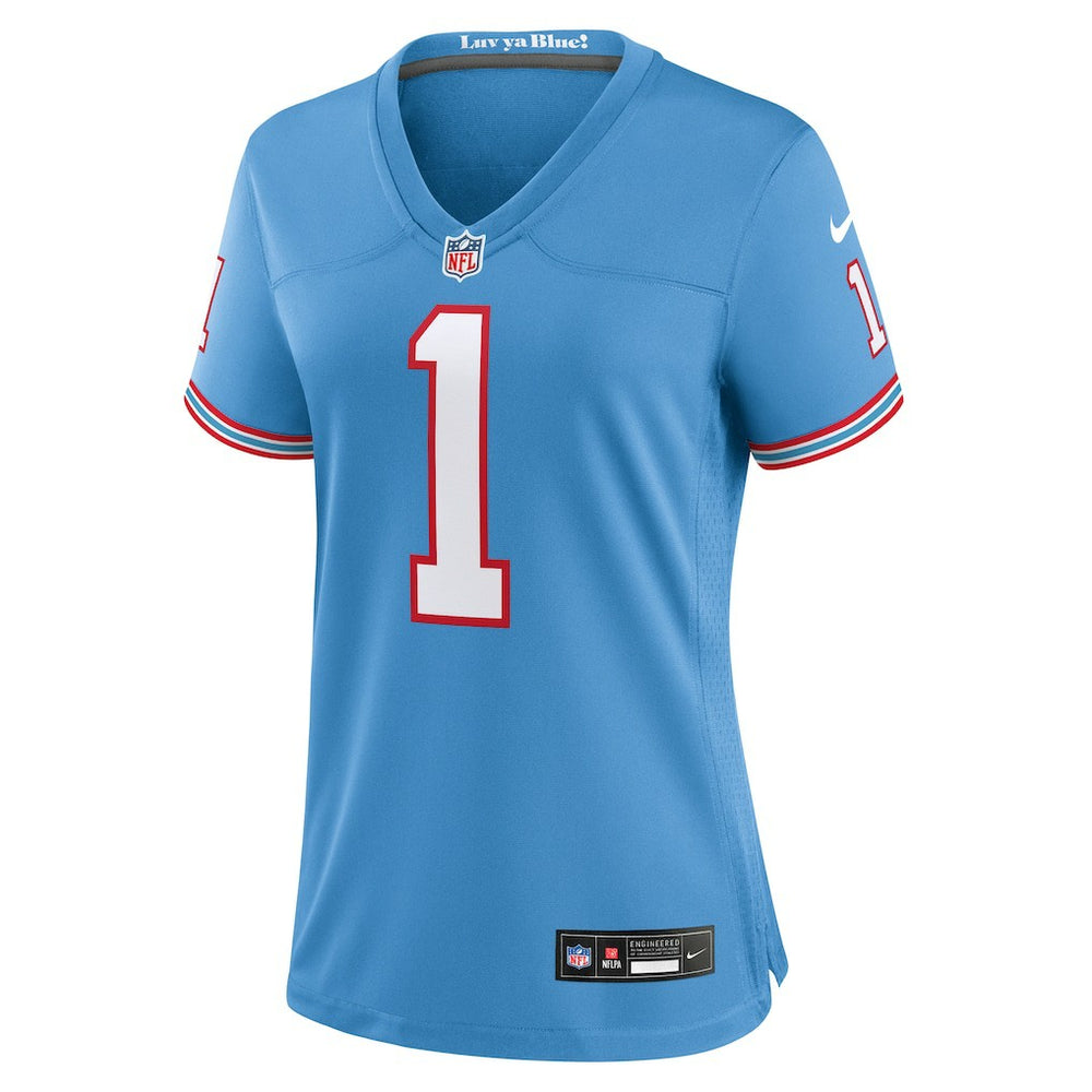 Warren Moon Tennessee Titans Women's Oilers Throwback Retired Player Game Jersey Light Blue
