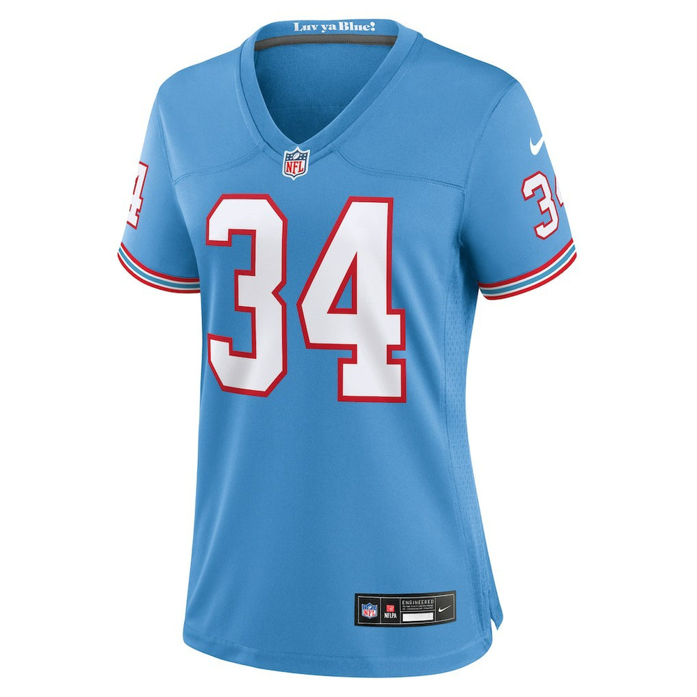 Earl Campbell Tennessee Titans Women's Oilers Throwback Retired Player Game Jersey Light Blue