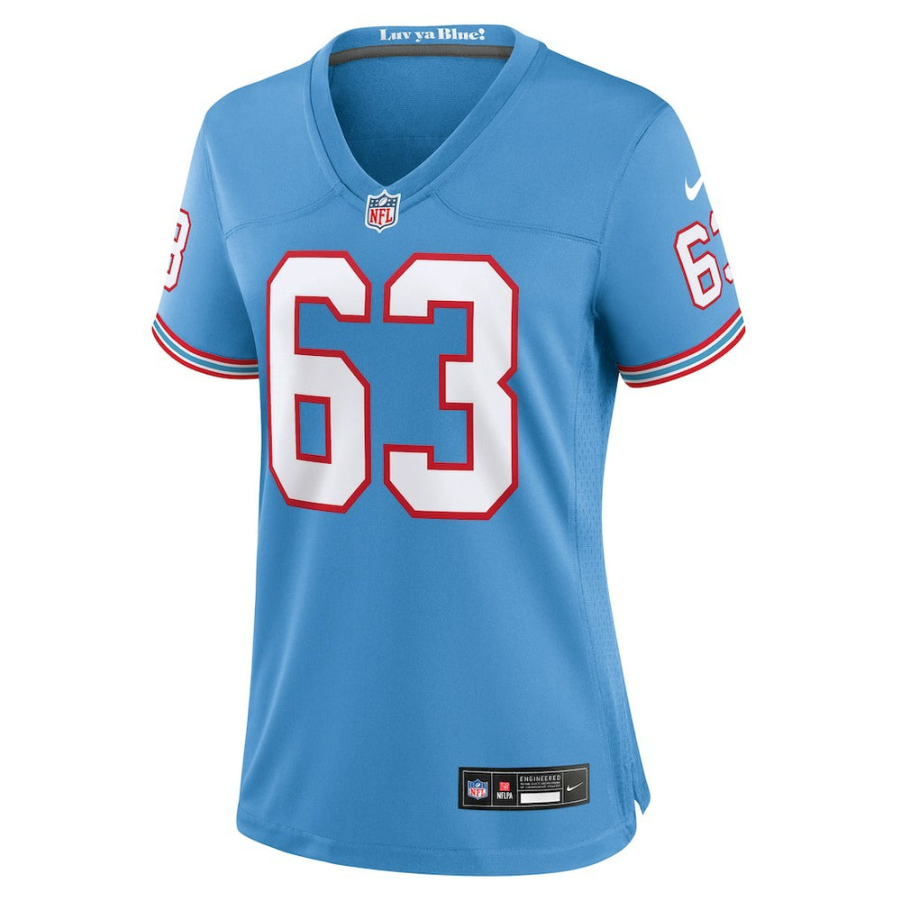 Mike Munchak Tennessee Titans Women's Oilers Throwback Retired Player Game Jersey Light Blue