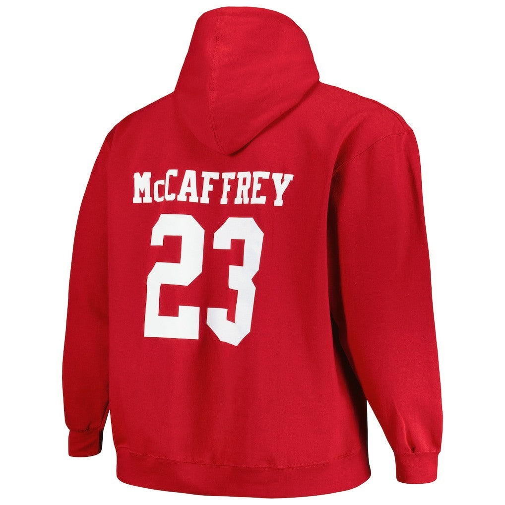 Christian McCaffrey San Francisco 49ers Big & Tall Fleece Name & Number Pullover Hoodie Scarlet