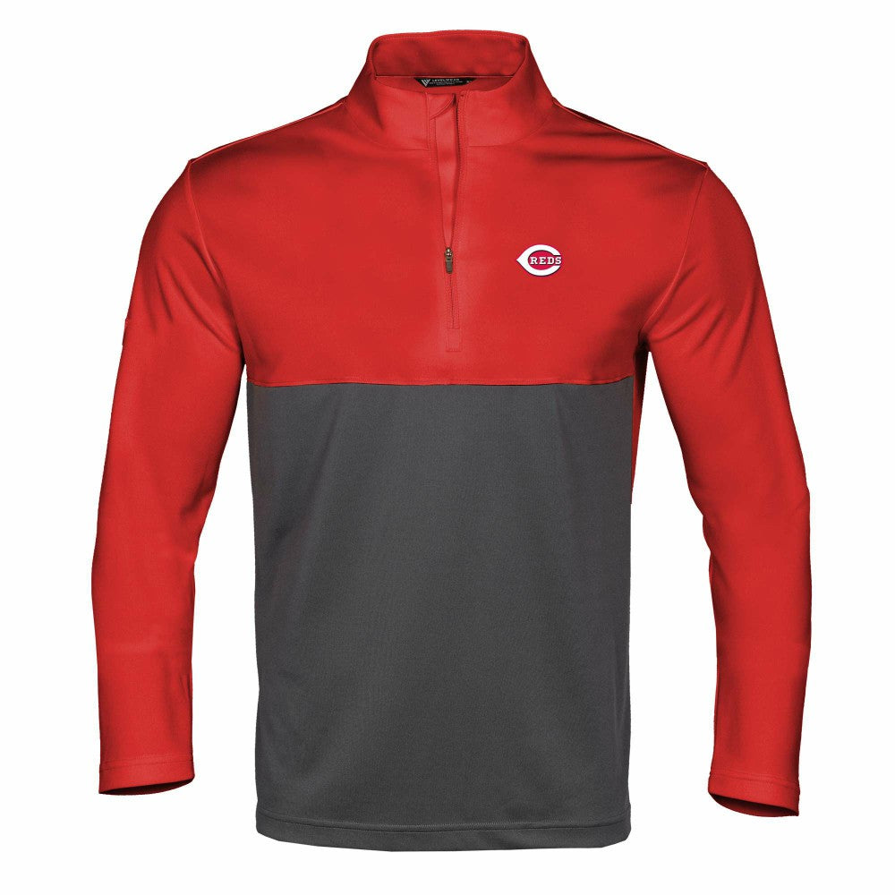 Cincinnati Reds Levelwear Pursue Insignia 2.0 Quarter-Zip Pullover Top - Red/Charcoal Pullover