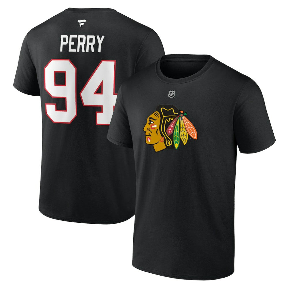 NHL Corey Perry Chicago Blackhawks Fanatics Authentic Stack Name & Number T-Shirt - Black