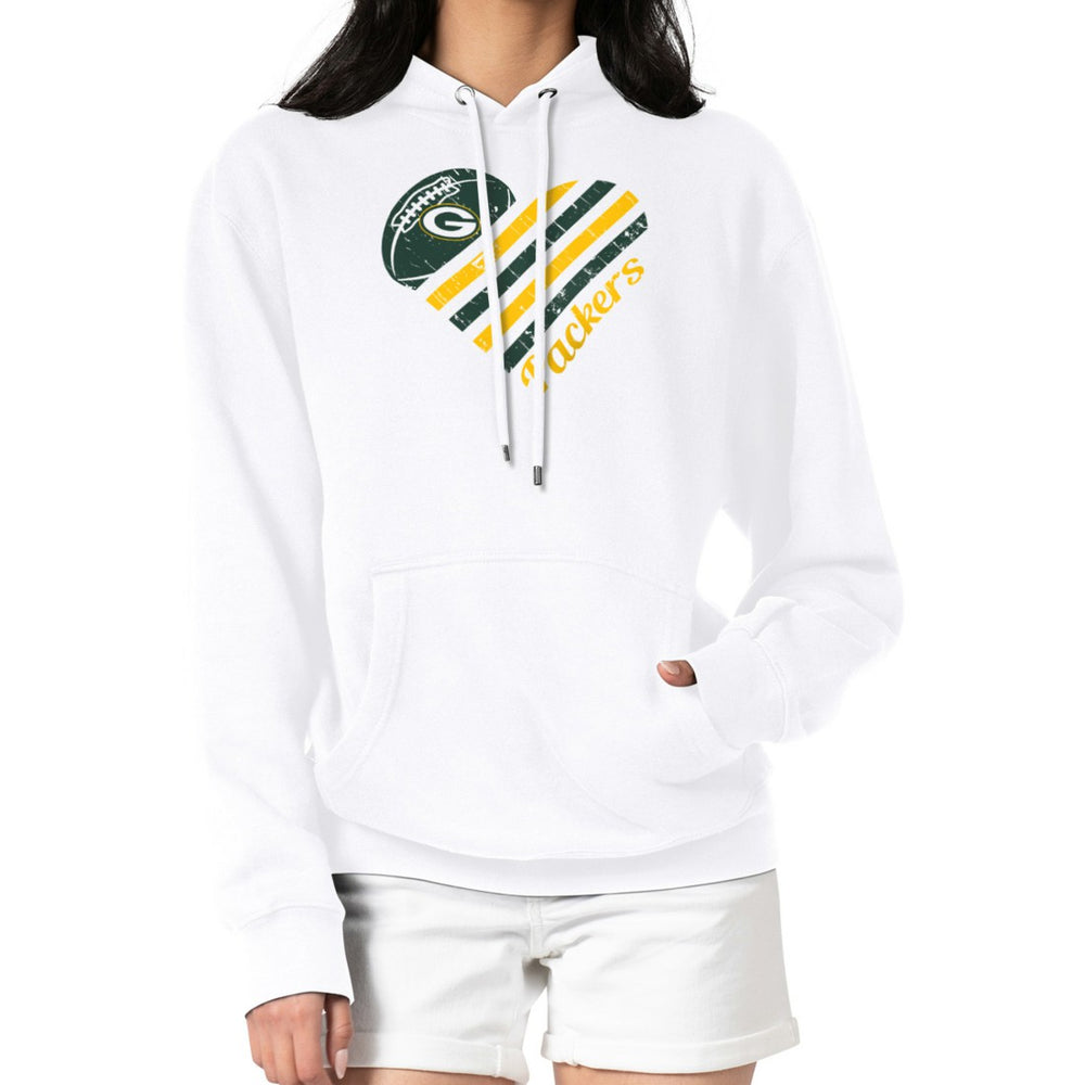 Green Bay Packers G-III 4Her by Carl Banks Women's Heart Graphic Fleece Pullover Hoodie White