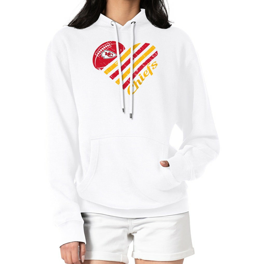 Kansas City Chiefs G-III 4Her by Carl Banks Women's Heart Graphic Fleece Pullover Hoodie White
