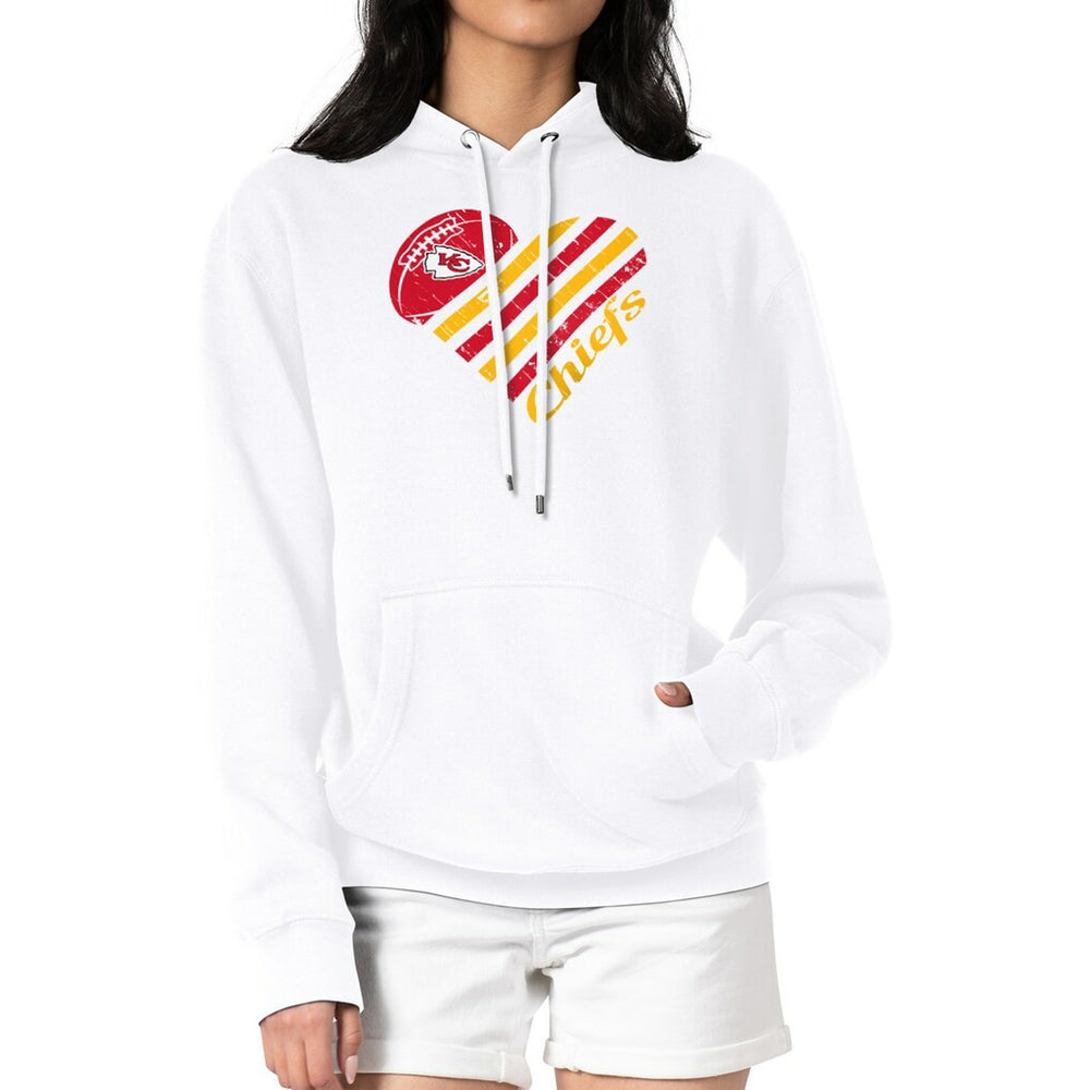 Kansas City Chiefs G-III 4Her by Carl Banks Women's Heart Graphic Fleece Pullover Hoodie White