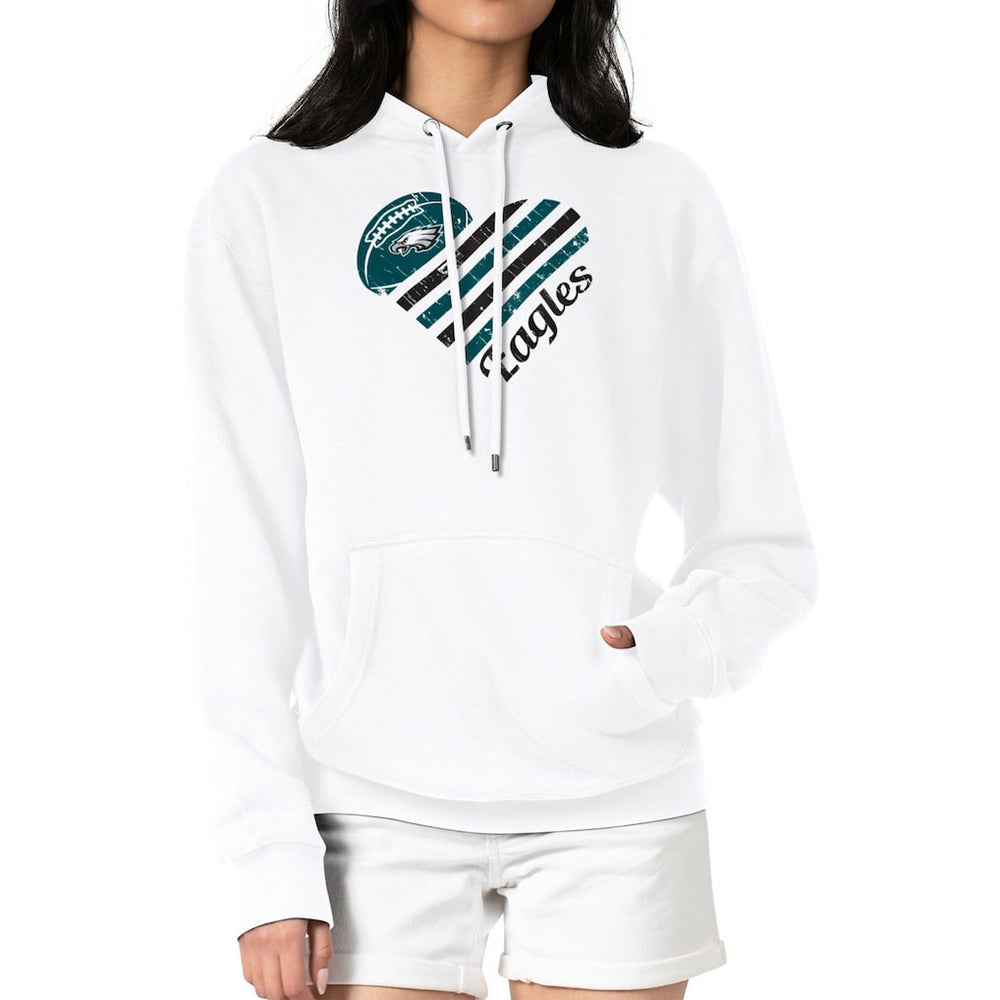 Philadelphia Eagles G-III 4Her by Carl Banks Women's Heart Graphic Fleece Pullover Hoodie White