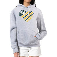 Green Bay Packers G-III 4Her by Carl Banks Women's Heart Graphic Fleece Pullover Hoodie Heather Gray