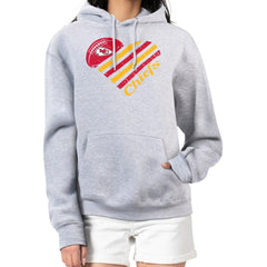 Kansas City Chiefs G-III 4Her by Carl Banks Women's Heart Graphic Fleece Pullover Hoodie Heather Gray
