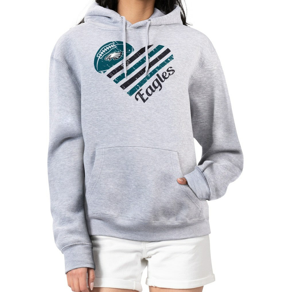 Philadelphia Eagles G-III 4Her by Carl Banks Women's Heart Graphic Fleece Pullover Hoodie Heather Gray