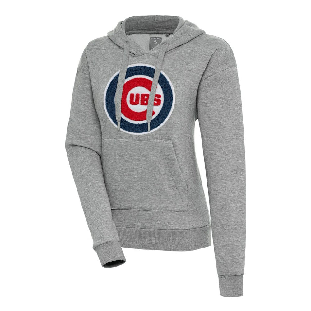 Chicago Cubs Antigua Women's Victory Pullover Hoodie - Heather Gray Hoodies