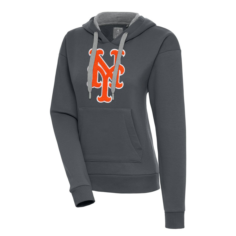 New York Mets Antigua Women's Victory Pullover Hoodie - Charcoal Hoodies
