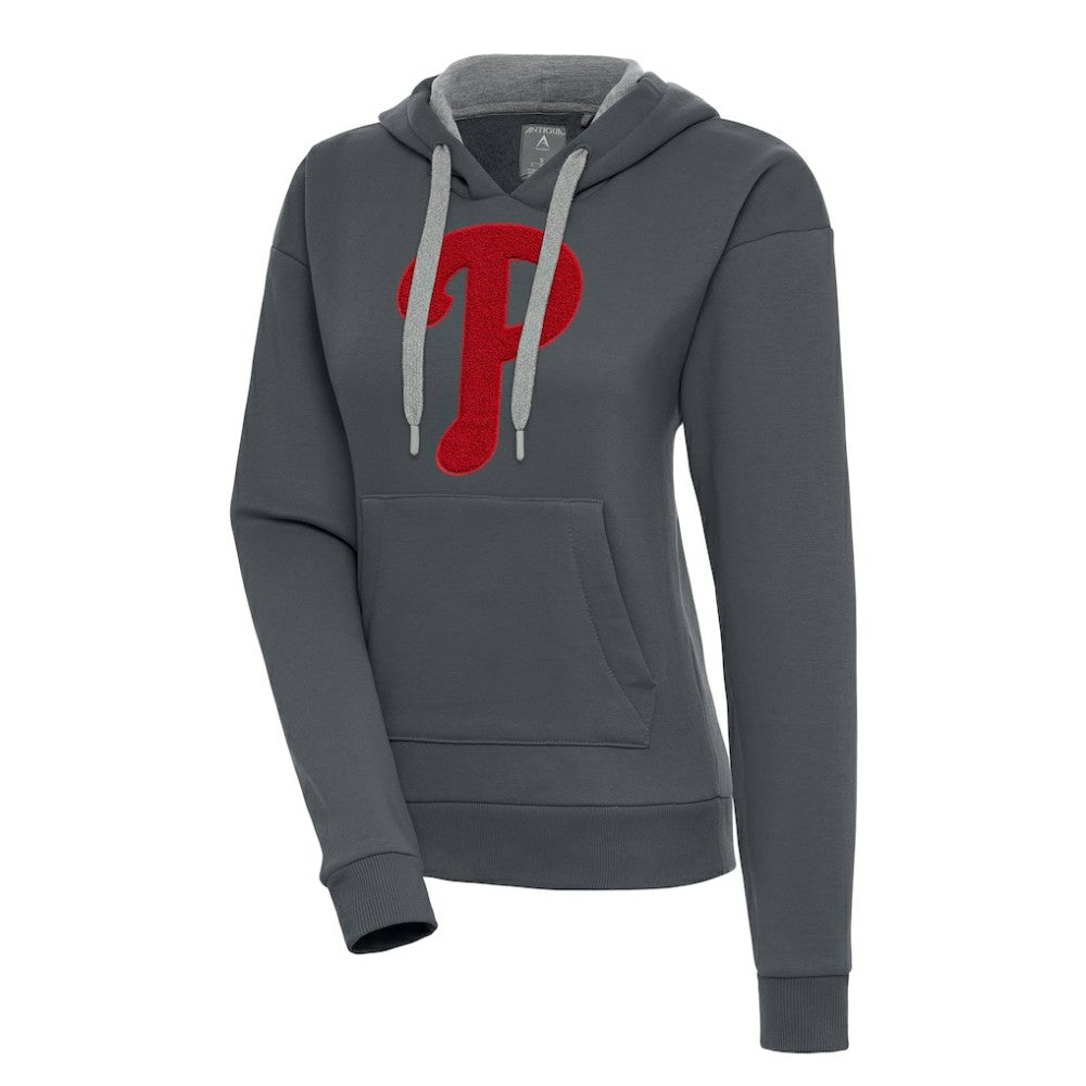 Philadelphia Phillies Antigua Women's Victory Pullover Hoodie - Charcoal Hoodies