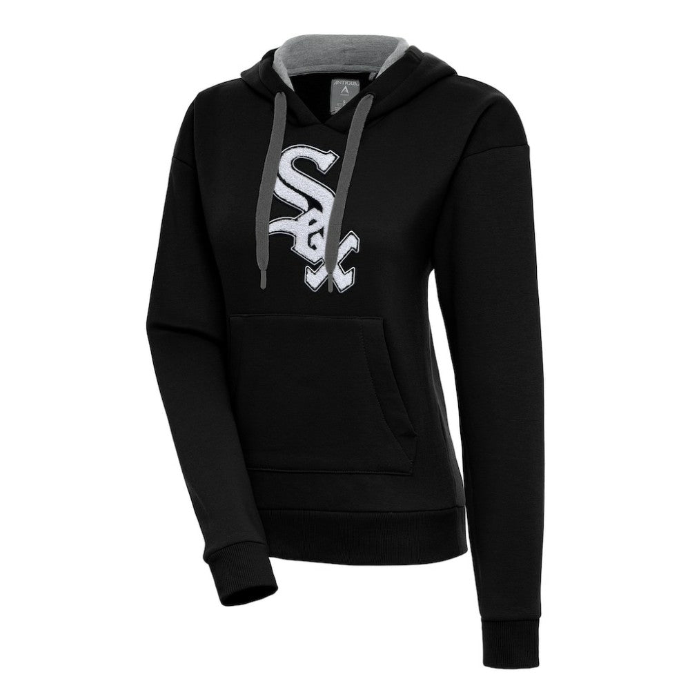 Chicago White Sox Antigua Women's Victory Pullover Hoodie - Black Hoodies