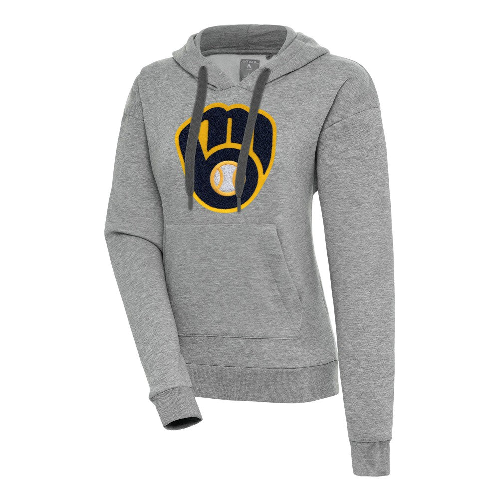 Milwaukee Brewers Antigua Women's Victory Pullover Hoodie - Heather Gray Hoodies