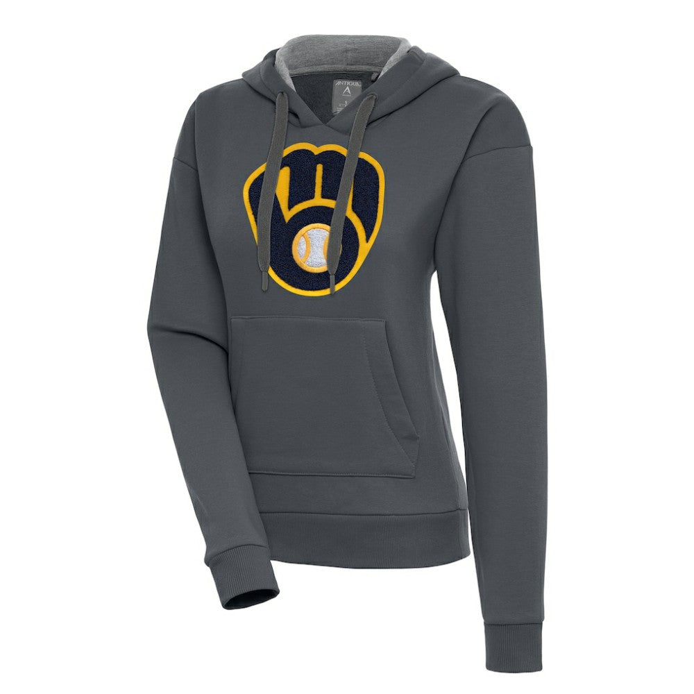 Milwaukee Brewers Antigua Women's Victory Pullover Hoodie - Charcoal Hoodies