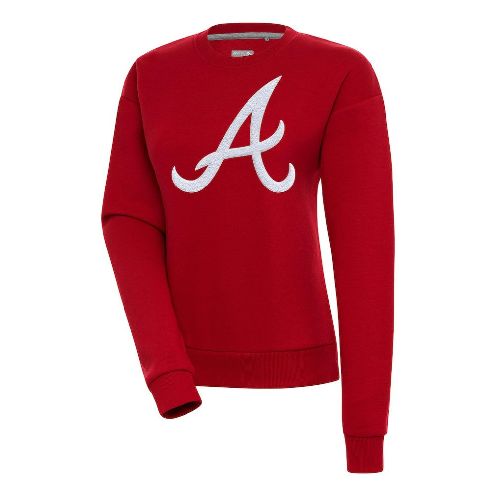 Atlanta Braves Antigua Women's Victory Chenille Pullover Sweatshirt - Red Pullover