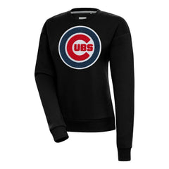 Chicago Cubs Antigua Women's Victory Chenille Pullover Sweatshirt - Black Pullover